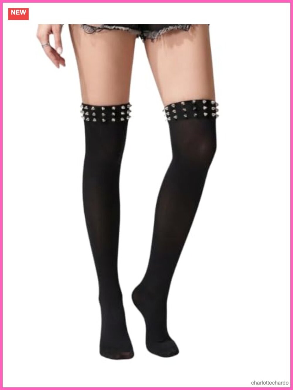 Spike Studded Thigh High Goth Socks Y2K Punk Cosplay Over Knee